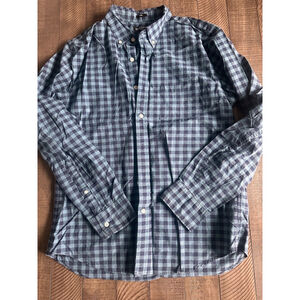 Men's J. Crew Mercantile Button Down Shirt L Blue Checkered